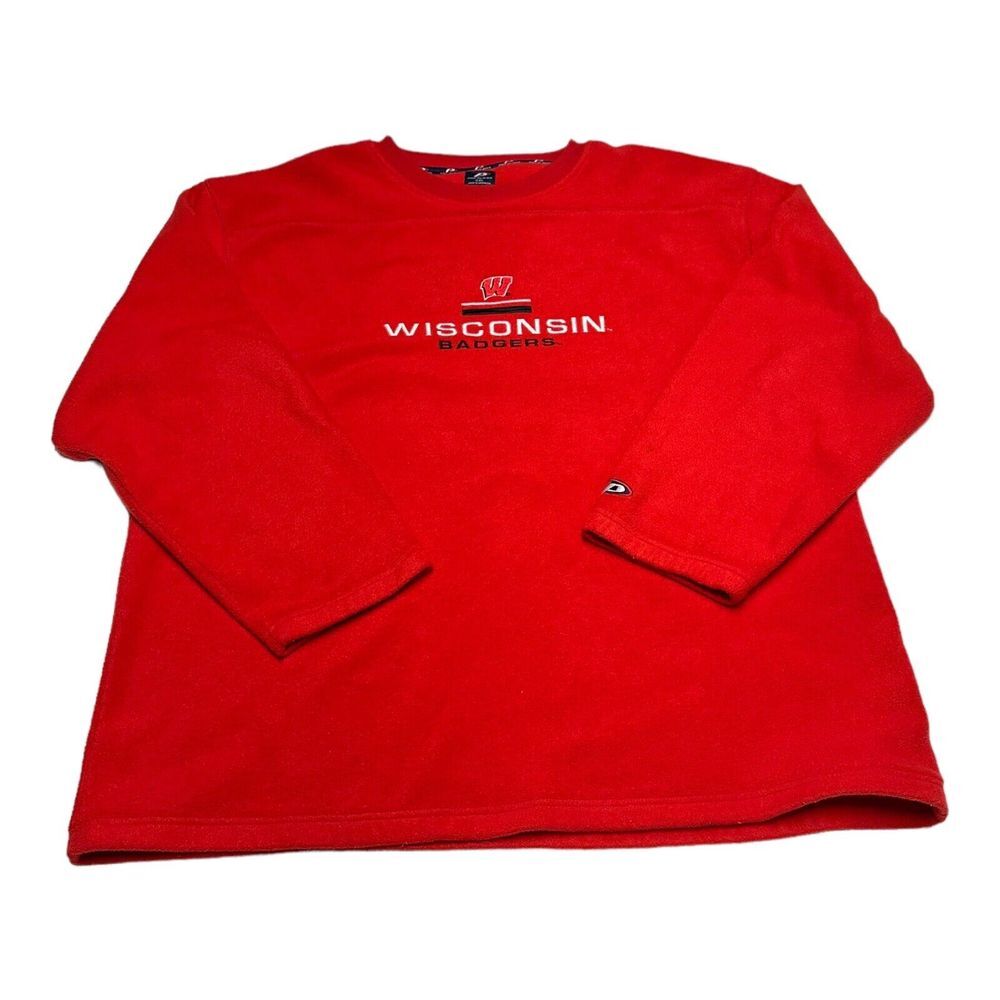 VTG 00s Pro Player Wisconsin Badgers Red Pullover Fleece Crewneck Sweatshirt XXL